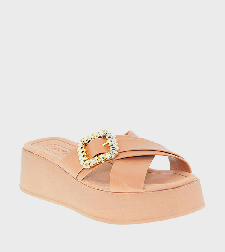 Buckle Detail Platform Sandals