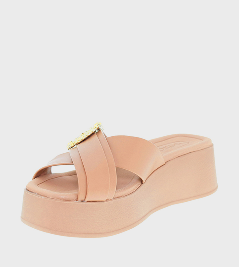 Buckle Detail Platform Sandals