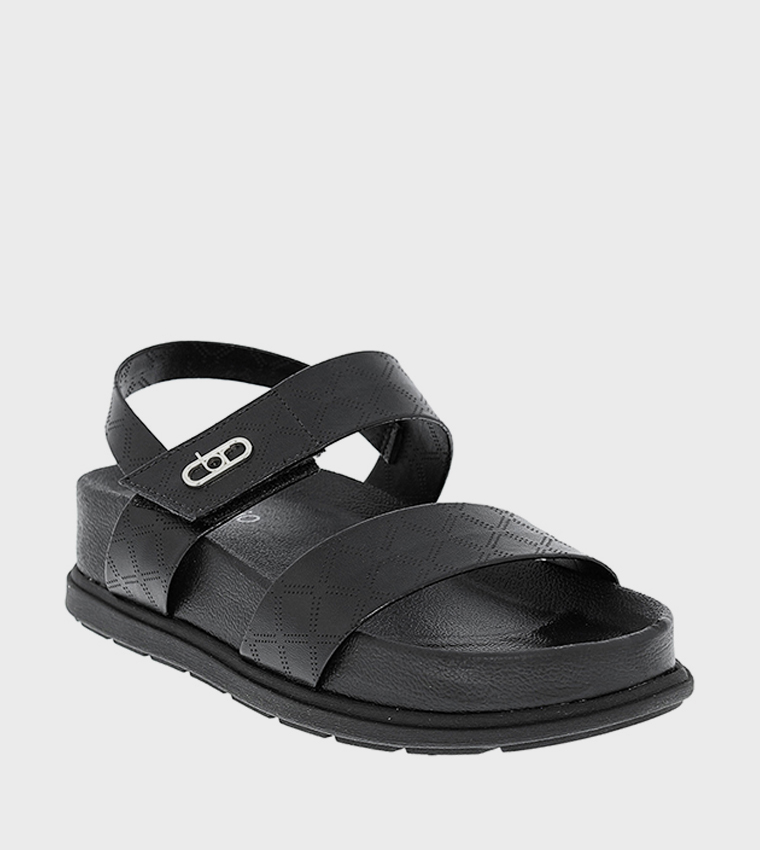 Textured Slingback Platform Sandals