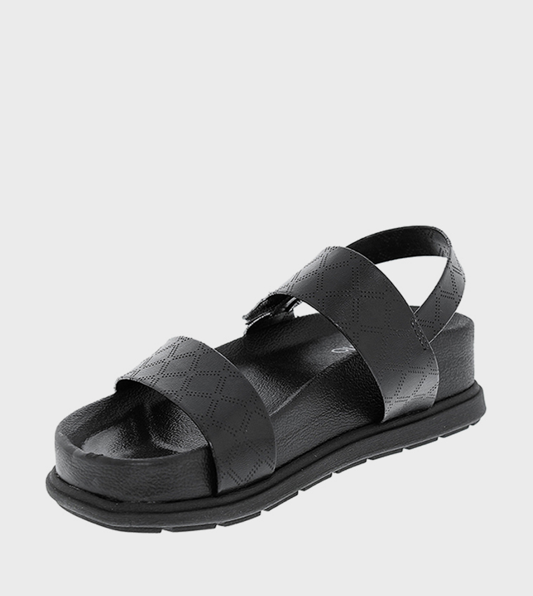 Textured Slingback Platform Sandals