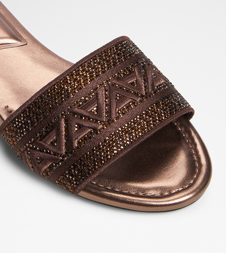 GHALIA Embellished Open Toe Flat Sandals