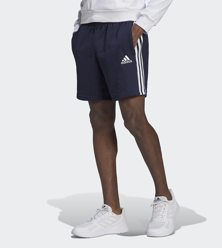 Buy Adidas Essentials French Terry Stripes Shorts In NAVY BLUE