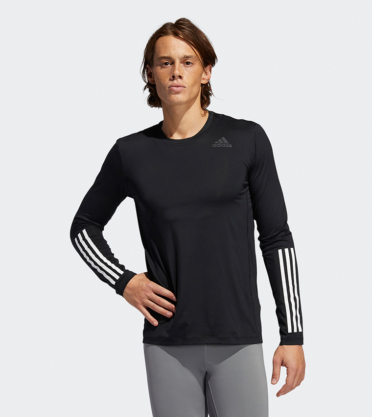 adidas Training Techfit half zip long sleeve t-shirt in black