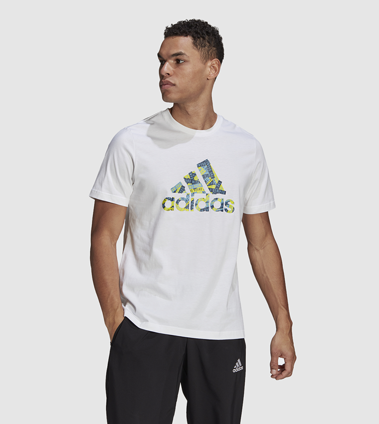 Buy Adidas Branded Tape Logo Graphic Tee In White 6thStreet Qatar