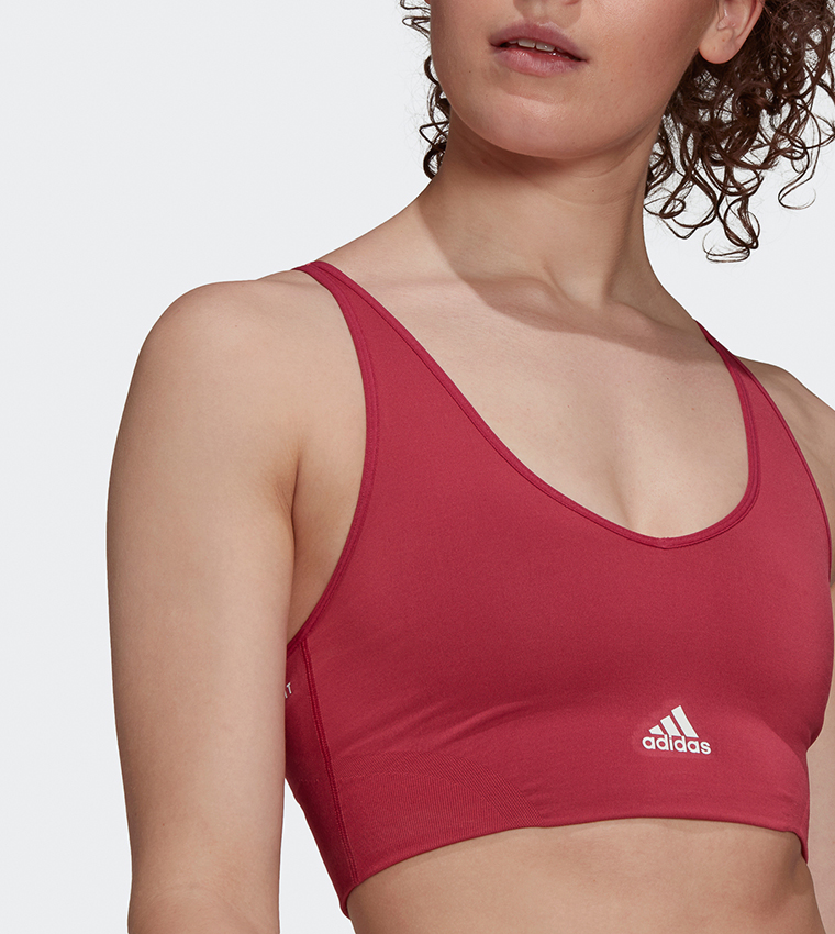 Adidas Designed 2 Move Logo Seamless Sports Bra Top Women