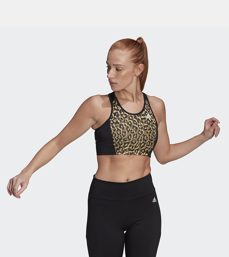 Logo print sports bra, black, Adidas Sportswear