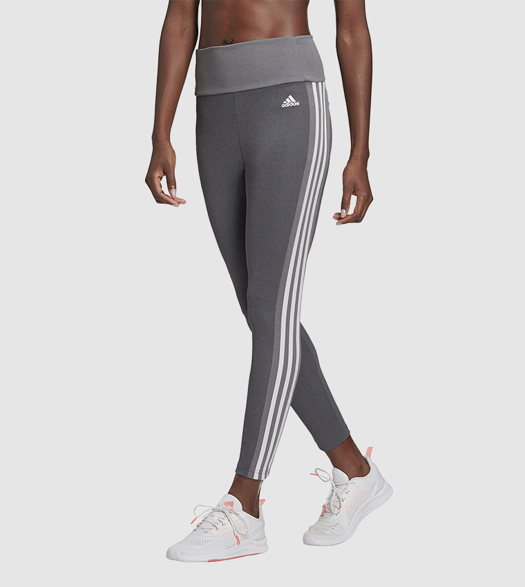 adidas womens Believe This 3-Stripes Long Mesh Tights Black/White