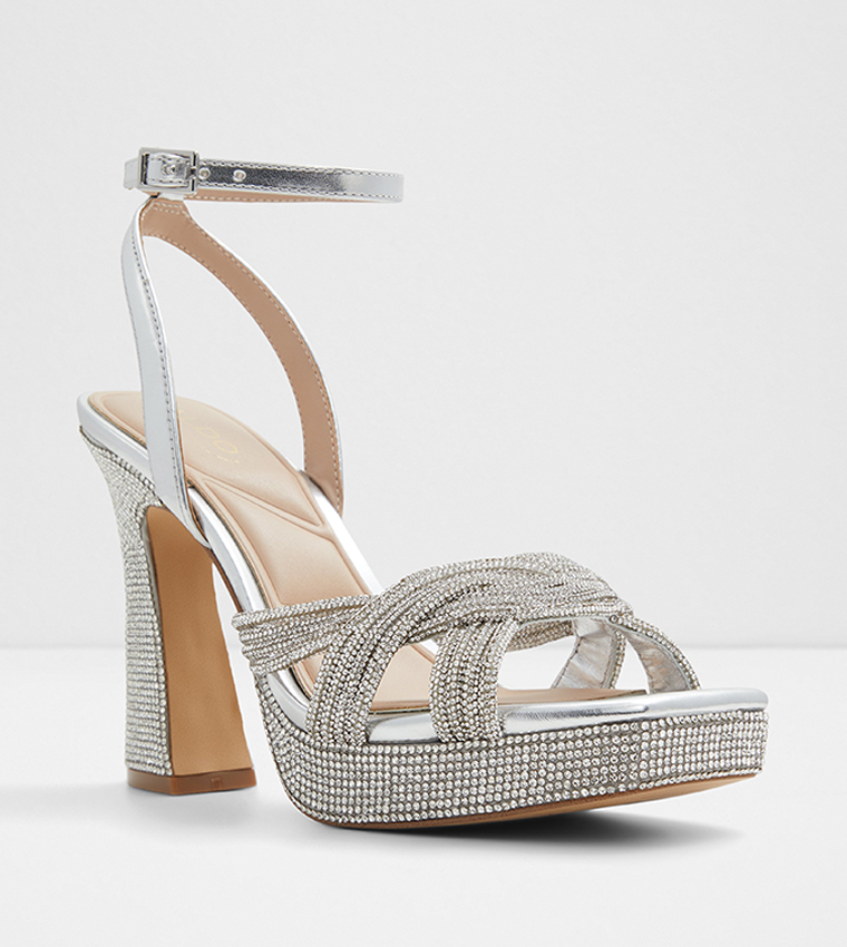 GLIMMA Embellished Platform Sandals with Ankle Strap