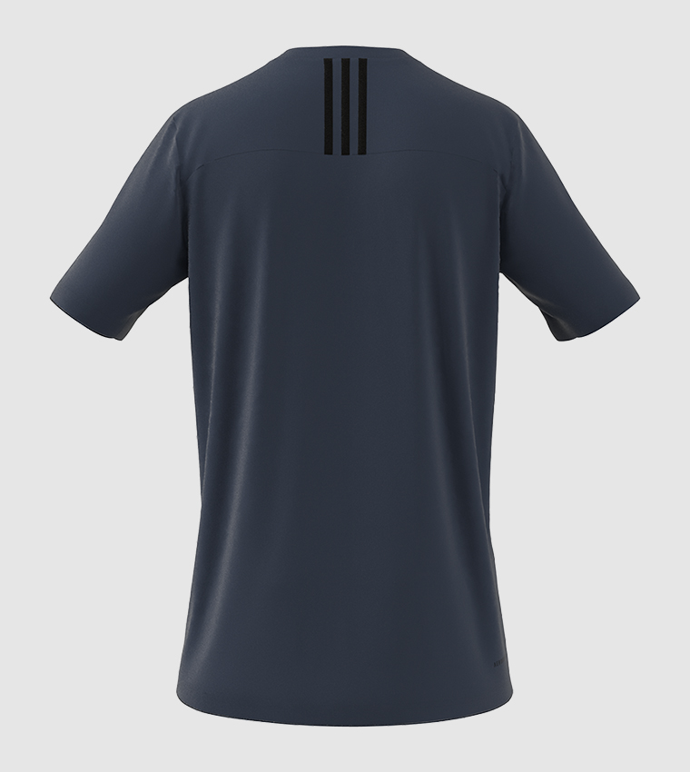 adidas - D2M 3-Stripes Back Tee - Blue Sports Shirt