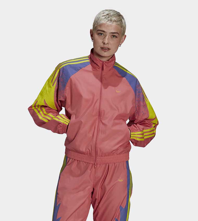 Color Block High Neck Track Jacket