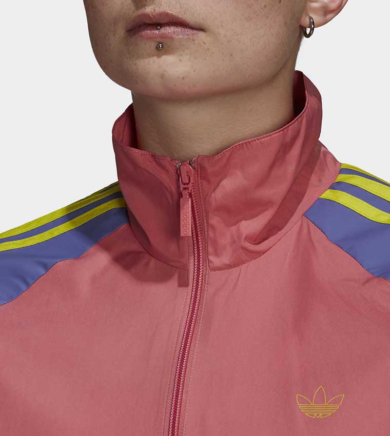 Color Block High Neck Track Jacket