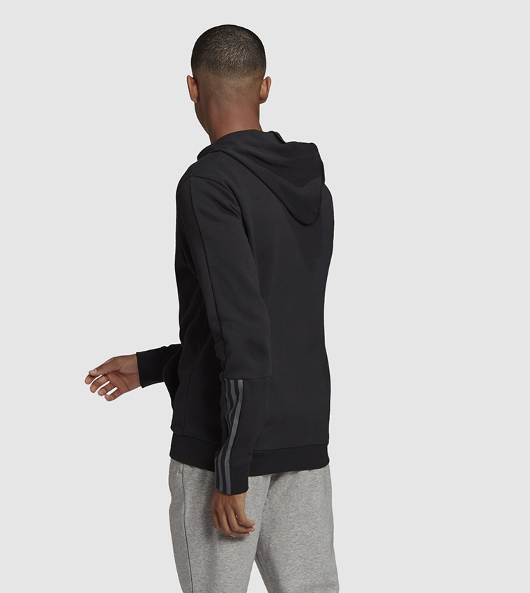 Buy Adidas Essentials Doubleknit Cut 3 Stripes Full Zip Hoodie In Black ...