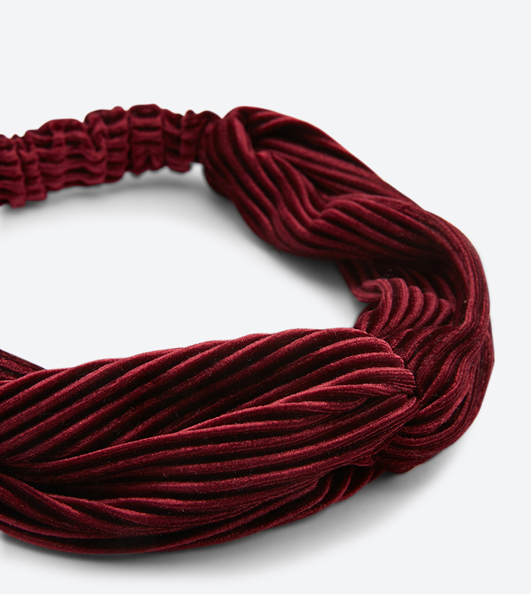 Velvet Rummage Buy Garage Front Wrap Detail Velvet Headband Red In Red | 6thStreet UAE
