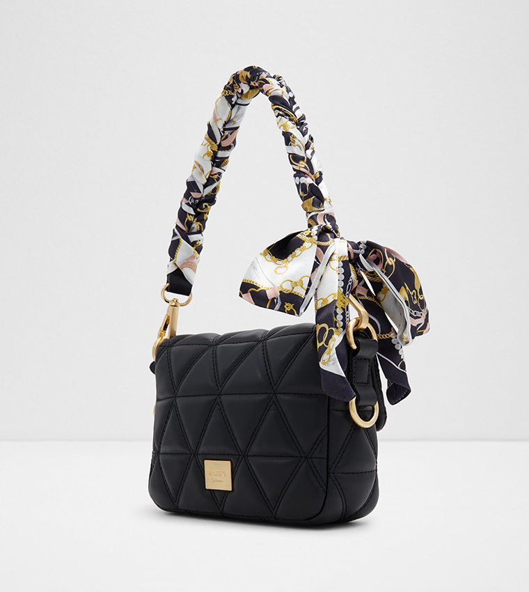 GRACIA Quilted Scarf Charm Shoulder Bag