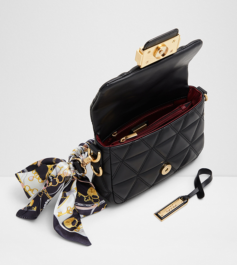 GRACIA Quilted Scarf Charm Shoulder Bag