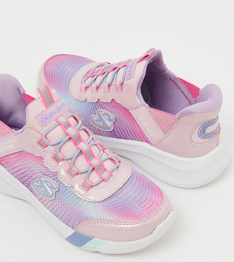Glitter Trim Mesh Slip-On Shoes