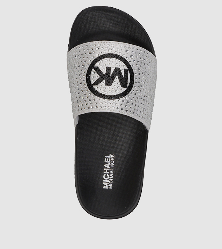 Buy Michael Kors Jett Charm Crystal Slides In Silver 6thStreet UAE