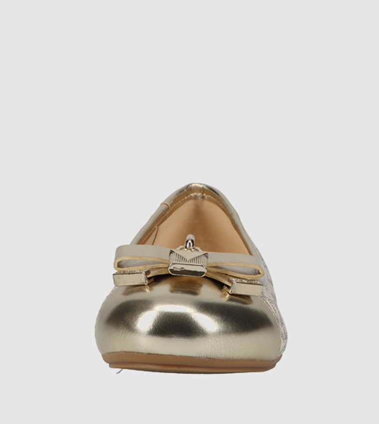 Buy Michael Kors KENYA LOCK Monogram Ballerinas In Gold 6thStreet Saudi Arabia