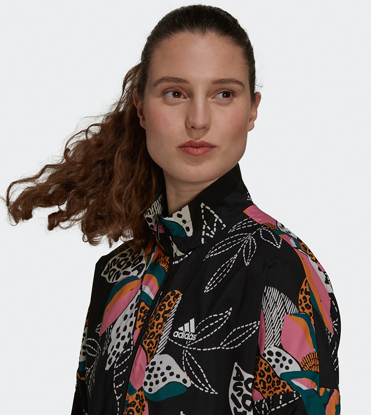 farm rio print relaxed lightweight windbreaker