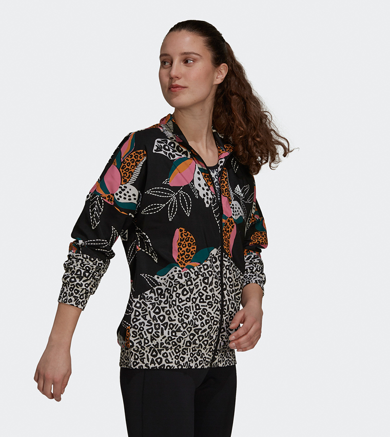 farm rio print relaxed lightweight windbreaker