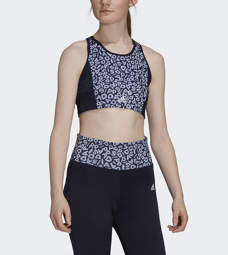 $30 ADIDAS FARM RIO AEROREADY 3-STRIPES SPORTS CROP TOP BRAS GS6338 BLUE  M/L/XL