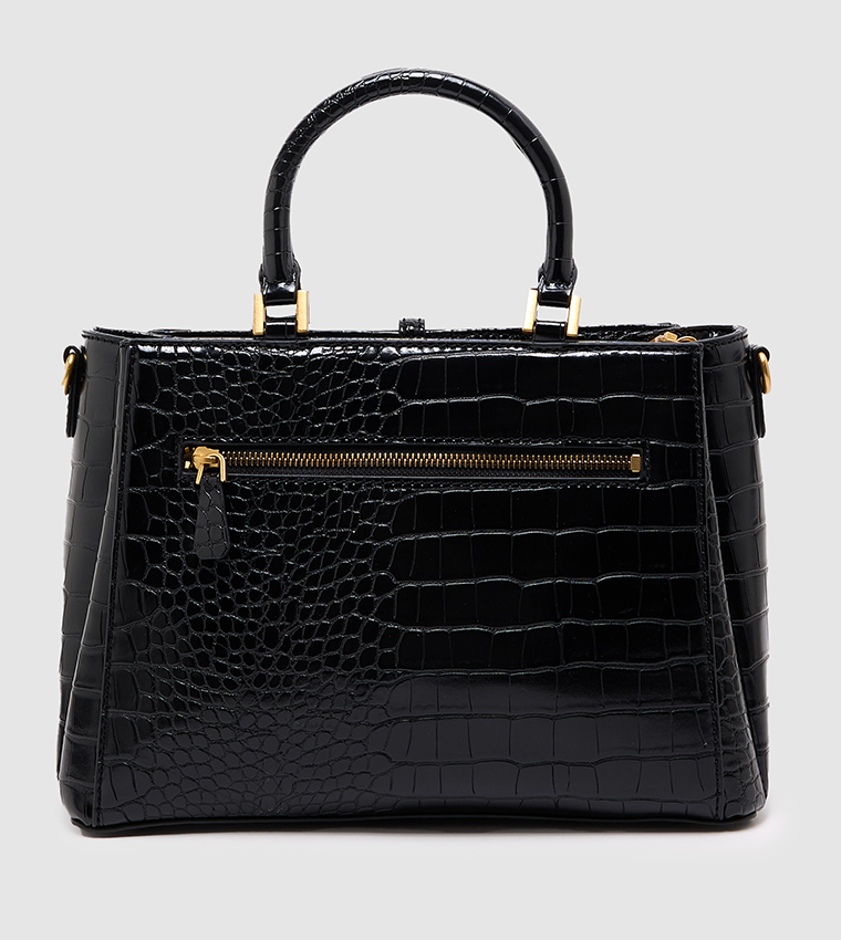 JAMES Croc Textured Mini Satchel Bag
