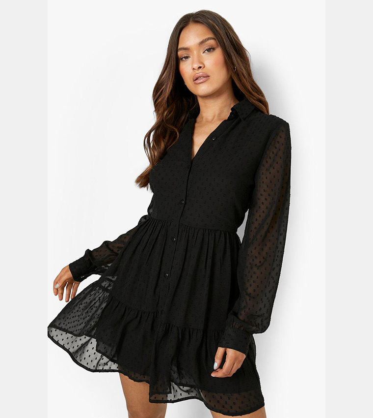 Dobby mesh clearance sheer shirt dress