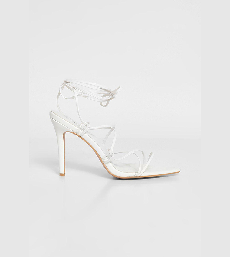 Buy Boohoo Wide Fit Wrap Up Pointed Toe Stiletto Heel Sandals In
