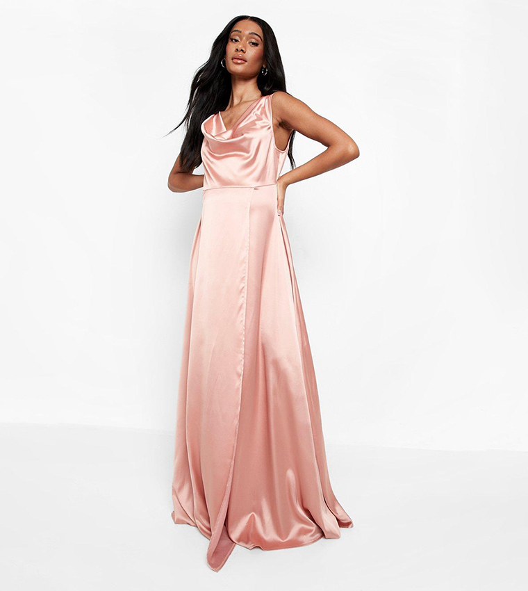 Coral maxi clearance bridesmaid dress