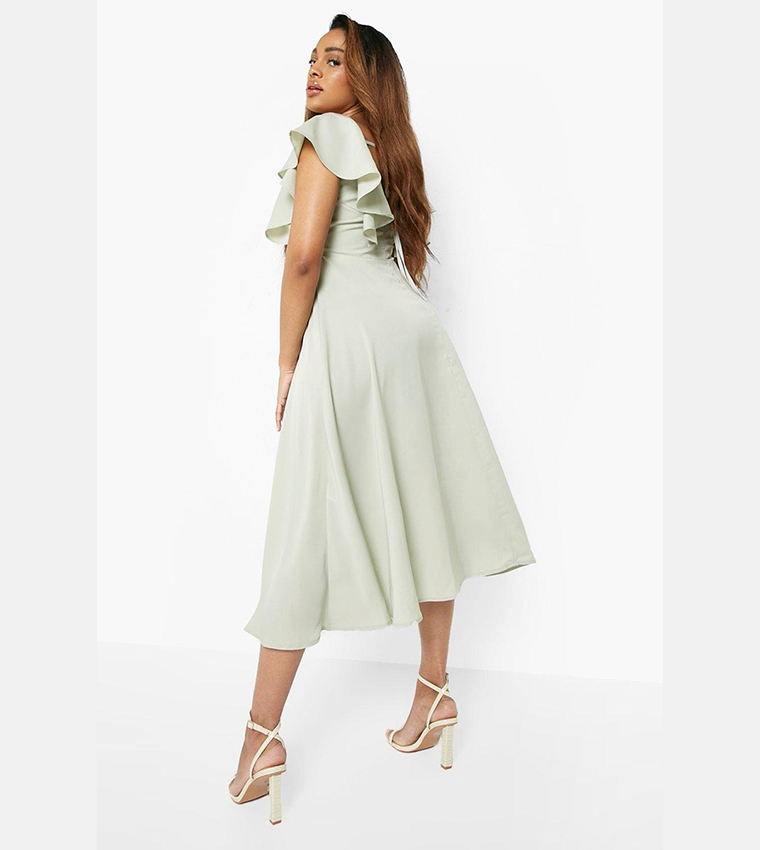 Boohoo sage dress best sale