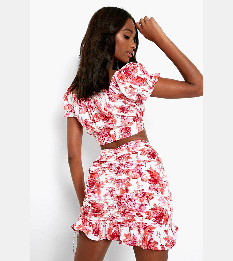 Floral mini skirt and clearance crop top