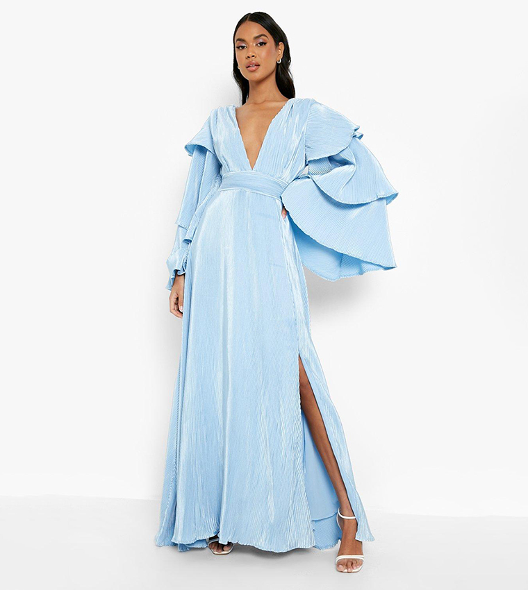 Buy Boohoo Layered Ruffle Sleeves Maxi Dress In Blue | 6thstreet Kuwait Buy Boohoo Layered Ruffle Sleeves Maxi Dress In Blue | 6thstreet Kuwait