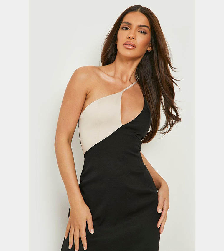 contrast asymmetric strappy maxi dress Buy Boohoo Contrast Asymmetric Strappy Maxi Dress In Black