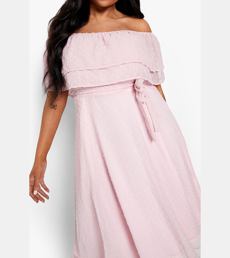 Off the shoulder clearance midi skater dress