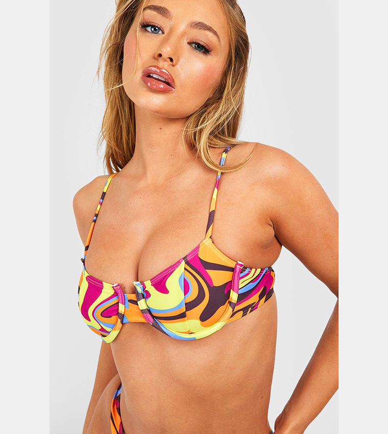 Buy Boohoo Marble Underwired Bikini Top In Multiple Colors