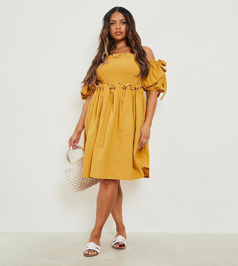 mustard yellow skater dress The Limuru Mustard Panelled Skater Dress Material Girl