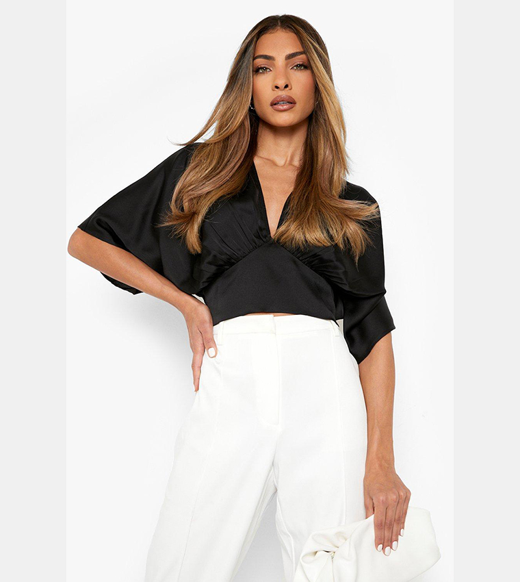 Satin plunge blouse on sale