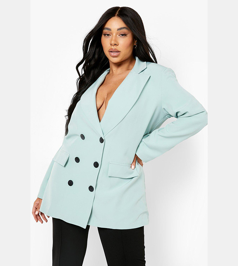 boohoo Pinstripe Oversized Longline Blazer - Blue - Size 10