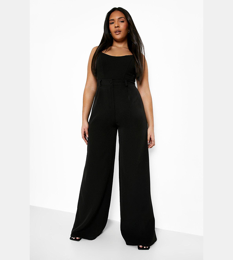 Buy Boohoo Super Wide Leg Tailored Trousers In Black