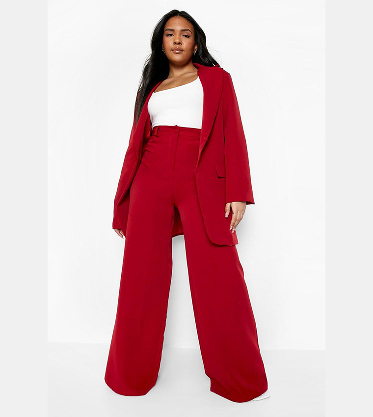 Buy Boohoo Outlet Super Wide Leg Tailored Trousers In DARK RED 6thStreet Oman