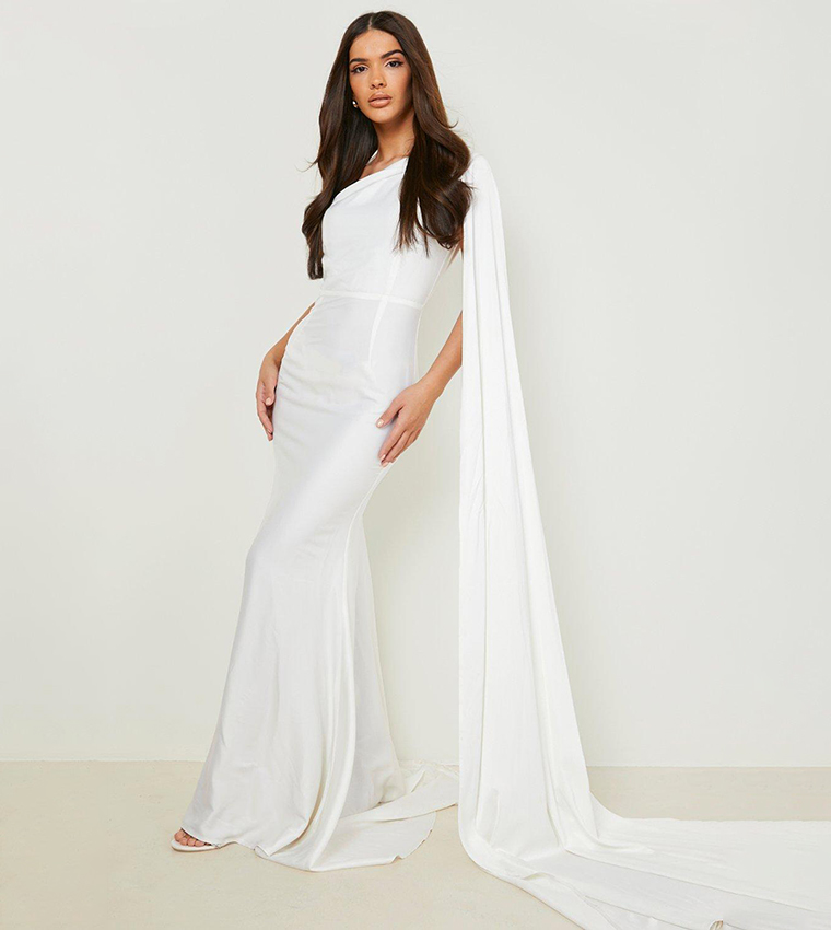 white fishtail maxi dress