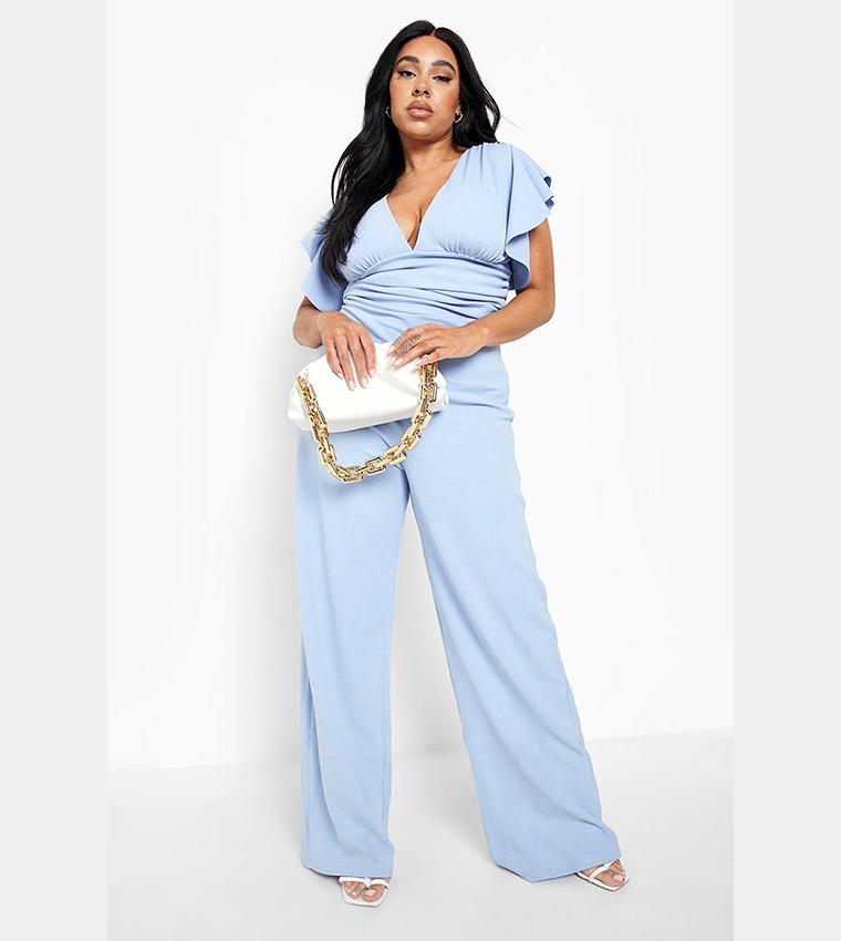 Angel Sleeves V-Neck Wide Leg Jumpsuit