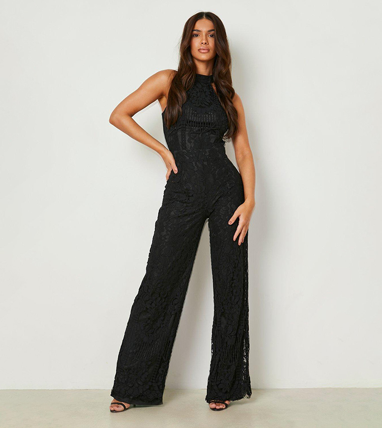 Lace Halter Occasion Jumpsuit