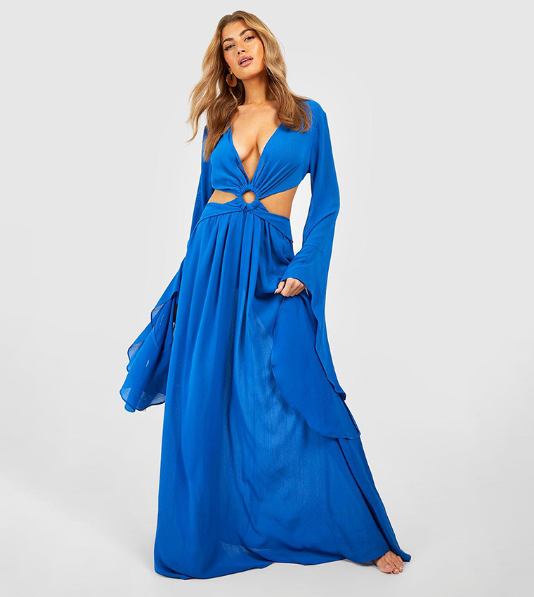 Beach maxi shop dress with sleeves