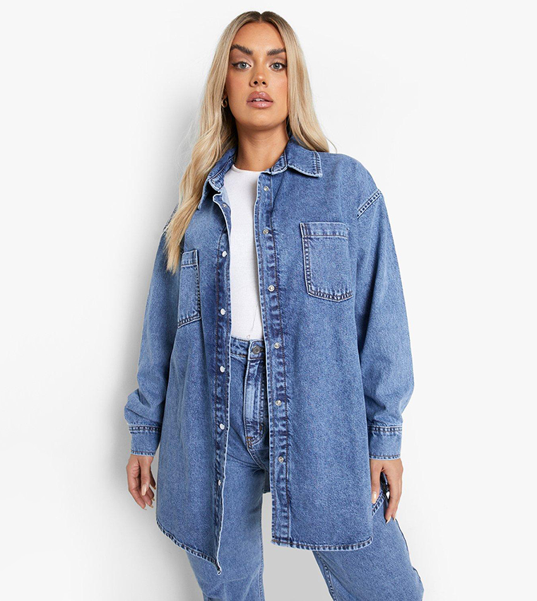 Plus sales denim shirt