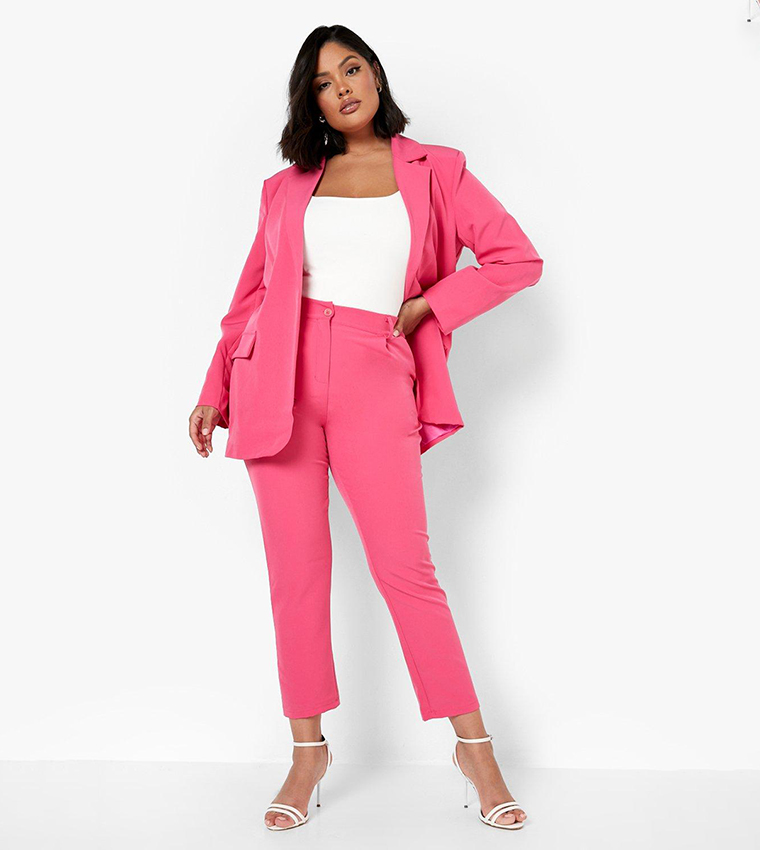 Bright pink trouser suit hotsell