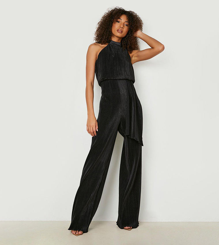 Buy Boohoo Tall Halter Neck Wide Leg Jumpsuit In Black 6thStreet UAE