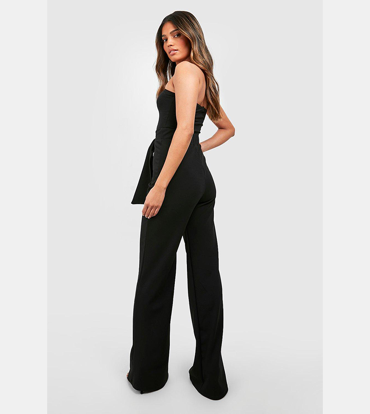 O Ring Belted Straight Leg Crepe Pants