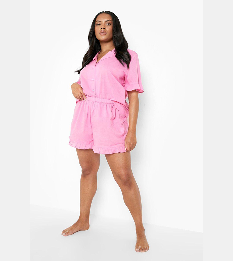 Buy Boohoo Mix And Match Frill Hem Pyjama Shorts In Pink