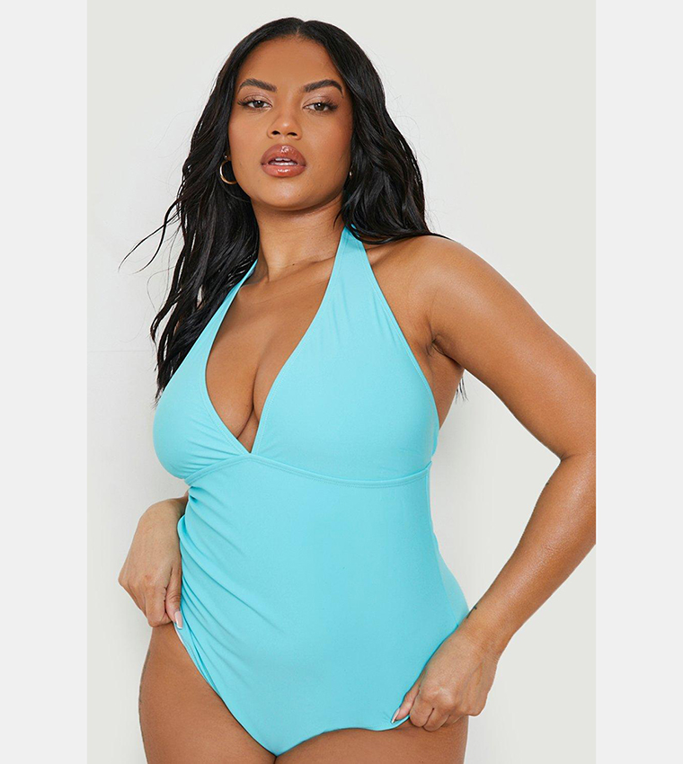 Buy Boohoo Neon Control Plunge Swimsuit In BRIGHT BLUE 6thStreet UAE